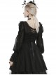 Gothic Style V Neck Delicate Lace Frill Thin Mesh Back Hollow Lace Elegant Black Chiffon Long Sleeves Coat
