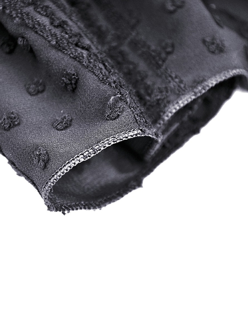 Gothic Style V Neck Delicate Lace Frill Thin Mesh Back Hollow Lace Elegant Black Chiffon Long Sleeves Coat