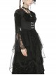 Gothic Style Retro Palace Metal Buckle Layered Mesh Hem Elegant Black Sleeveless Fishtail Corset Overwear