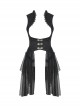 Gothic Style Retro Palace Metal Buckle Layered Mesh Hem Elegant Black Sleeveless Fishtail Corset Overwear