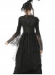 Gothic Style Retro Palace Metal Buckle Layered Mesh Hem Elegant Black Sleeveless Fishtail Corset Overwear