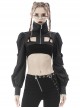 Punk Style Cool High Collar Locomotive Rebellious Hollow Black Ultra Short Lantern Sleeve Cape Jacket