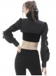 Punk Style Cool High Collar Locomotive Rebellious Hollow Black Ultra Short Lantern Sleeve Cape Jacket