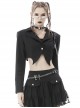 Gothic Style Simple Lapel Bat Hem Metal Chain Decoration Black Long Sleeves Short Suit Jacket