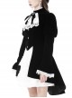Gothic Style Elegant Stand Collar Luxury Velvet White Lace Bow Tie Black Retro Puff Sleeves Jacket