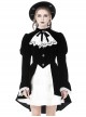 Gothic Style Elegant Stand Collar Luxury Velvet White Lace Bow Tie Black Retro Puff Sleeves Jacket