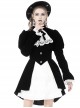 Gothic Style Elegant Stand Collar Luxury Velvet White Lace Bow Tie Black Retro Puff Sleeves Jacket