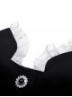 Gothic Style Elegant Stand Collar Luxury Velvet White Lace Bow Tie Black Retro Puff Sleeves Jacket