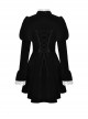 Gothic Style Elegant Stand Collar Luxury Velvet White Lace Bow Tie Black Retro Puff Sleeves Jacket