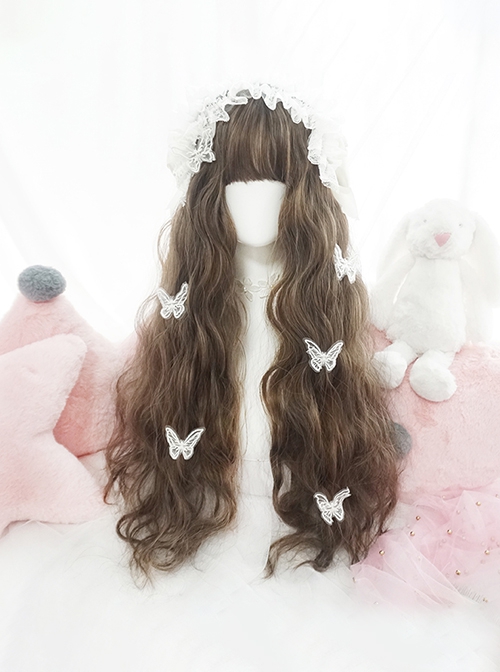 Tea Party Exquisite Versatile Bubble Wavy Fluffy Brown Wool Roll Long Curly Hair Classic Lolita Full Head Wig