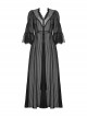 Gothic Style Sexy Mesh See Through Exquisite V Neck Lace Black Half Sleeves Long Coat