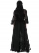 Gothic Style Sexy Mesh See Through Exquisite V Neck Lace Black Half Sleeves Long Coat