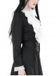 Gothic Style Retro Gorgeous White Ruffle Bow Tie Cross Decoration Elegant Black Long Sleeves Short Coat