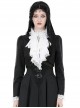 Gothic Style Retro Gorgeous White Ruffle Bow Tie Cross Decoration Elegant Black Long Sleeves Short Coat