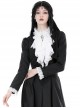 Gothic Style Retro Gorgeous White Ruffle Bow Tie Cross Decoration Elegant Black Long Sleeves Short Coat