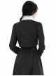 Gothic Style Retro Gorgeous White Ruffle Bow Tie Cross Decoration Elegant Black Long Sleeves Short Coat