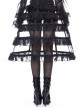 Gothic Style Exquisite Ruffled Birdcage Four Layer Fishbone Black Petticoat