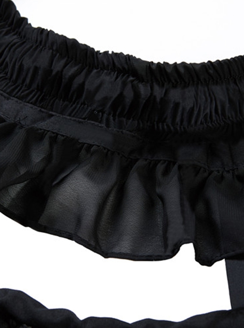 Gothic Style Exquisite Ruffled Birdcage Four Layer Fishbone Black Petticoat
