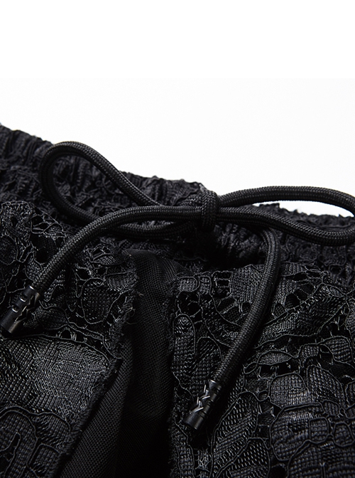 Gothic Style Elegant Palace Lace Curtain Exquisite Layered Ruffled Black Retro Long Skirt