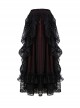Gothic Style Elegant Black Lace Palace Curtain Design Exquisite Layered Lace Dark Red Long Skirt