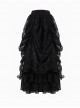 Gothic Style Elegant Black Lace Palace Curtain Design Exquisite Layered Lace Dark Red Long Skirt