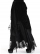 Gothic Style Black Wavy Velvet Exquisite Embroidered Lace Three Dimensional Flower Maxi Skirt
