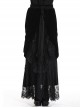 Gothic Style Black Wavy Velvet Exquisite Embroidered Lace Three Dimensional Flower Maxi Skirt