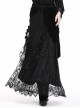 Gothic Style Black Wavy Velvet Exquisite Embroidered Lace Three Dimensional Flower Maxi Skirt