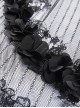 Gothic Style Black Wavy Velvet Exquisite Embroidered Lace Three Dimensional Flower Maxi Skirt