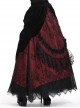 Gothic Style Luxury Velvet Exquisite Lace Three Dimensional Flower Black And Red Maxi Skirt