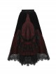 Gothic Style Luxury Velvet Exquisite Lace Three Dimensional Flower Black And Red Maxi Skirt