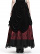 Gothic Style Luxury Velvet Exquisite Lace Three Dimensional Flower Black And Red Maxi Skirt