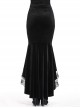 Gothic Style Gorgeous Velvet Exquisite Embroidered Lace Elegant Black Tight Fishtail Skirt