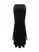 Gothic Style Gorgeous Velvet Exquisite Embroidered Lace Elegant Black Tight Fishtail Skirt