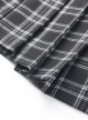 Punk Style Pleated Plaid Splicing Irregular Hem Metal Pin Decoration Personalized Black Skirt