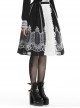 Gothic Style Unique Retro Print Stitching White Lace Elegant Black And White Skirt