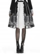 Gothic Style Unique Retro Print Stitching White Lace Elegant Black And White Skirt