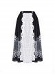 Gothic Style Unique Retro Print Stitching White Lace Elegant Black And White Skirt