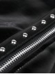 Punk Style Cool Metal Rivets Asymmetric Hem Design Reflective PU Leather Sexy Black Tight Skirt