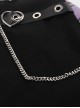 Punk Style Unique Love Buckle Metal Chain Decoration Purple Plaid Stitching Black Pleated Skirt