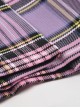 Punk Style Unique Love Buckle Metal Chain Decoration Purple Plaid Stitching Black Pleated Skirt