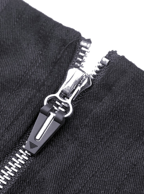 Punk Style Cool Metal Eyelet Cross Strap Asymmetric Design On The Side Sexy Black Tight Mini Skirt
