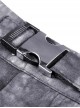 Punk Style Personalized Tie Dye Cool Metal Chain Pin Decoration Motorcycle Like Buckle Design Black Skirt