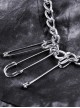 Punk Style Personalized Tie Dye Cool Metal Chain Pin Decoration Motorcycle Like Buckle Design Black Skirt