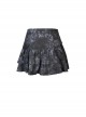 Punk Style Personalized Tie Dye Cool Metal Chain Pin Decoration Motorcycle Like Buckle Design Black Skirt