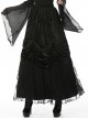 Gothic Style Retro Velvet Lace Spliced Exquisite Three Dimensional Flowers Gorgeous Black Ruffled Long Skirt