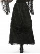 Gothic Style Retro Velvet Lace Spliced Exquisite Three Dimensional Flowers Gorgeous Black Ruffled Long Skirt