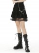 Gothic Style Elegant Velvet Splicing Lace Mesh Hem Daily Simple Black Short Skirt
