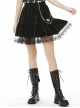 Gothic Style Elegant Velvet Splicing Lace Mesh Hem Daily Simple Black Short Skirt