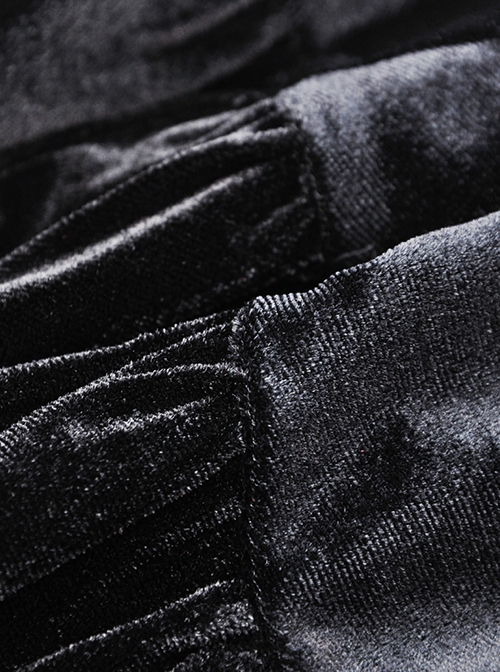 Gothic Style Elegant Velvet Splicing Lace Mesh Hem Daily Simple Black Short Skirt